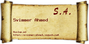 Svimmer Ahmed névjegykártya